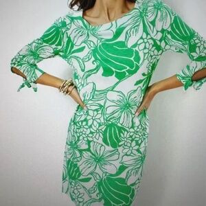 Lilly Pulitzer Lidia Boatneck Dress in Spearmint Oversized Kiss My Tulips - L